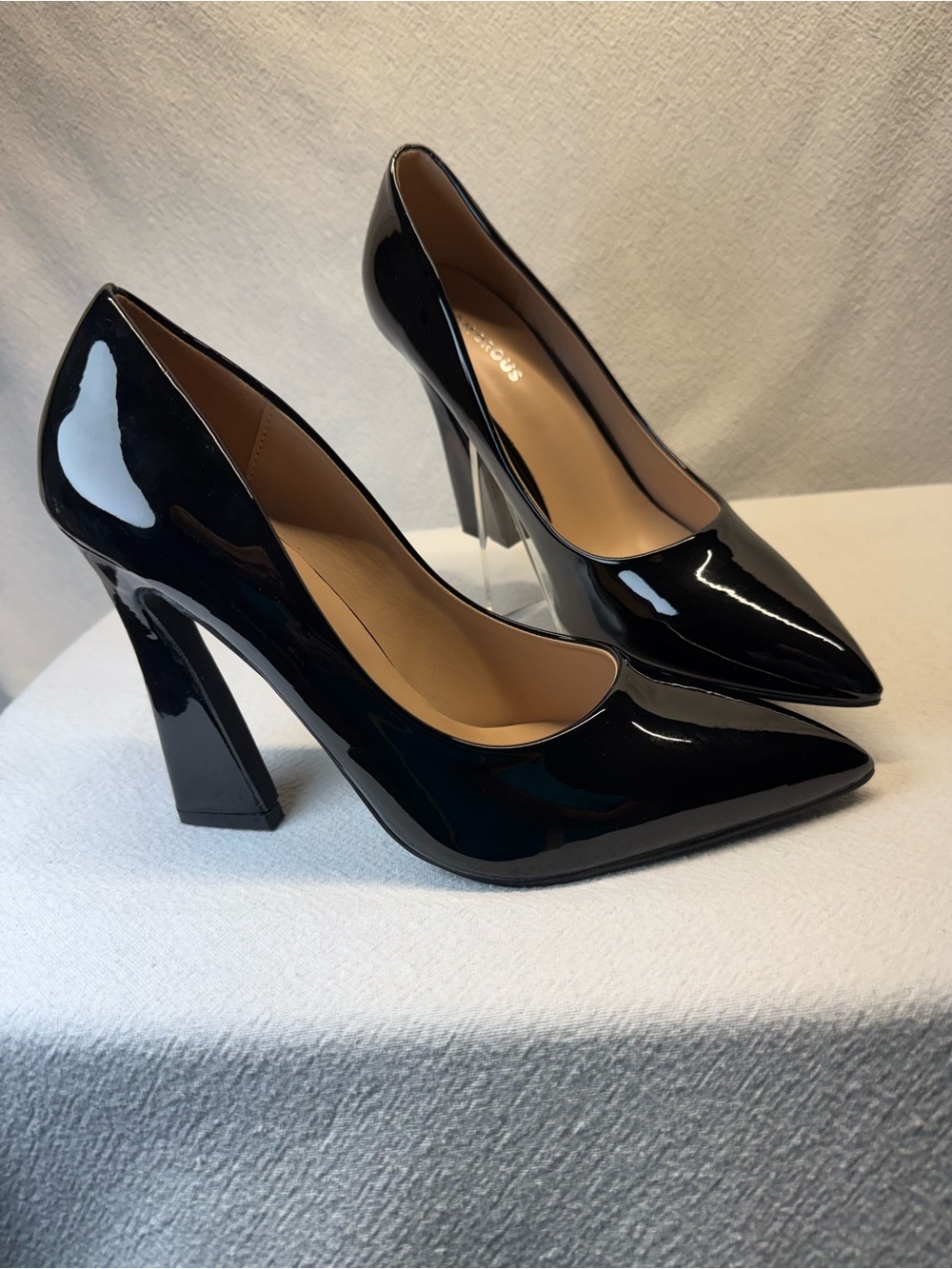Savagely Glamorous Black Patent Pointed-Toe High Heels Fabulous Statement Heel
